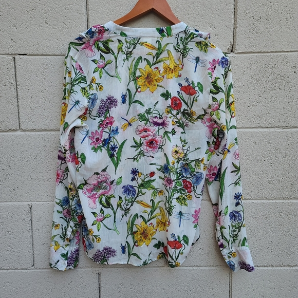 H&M Botanical Floral Garden Ruffled Button Top - Picture 15 of 16